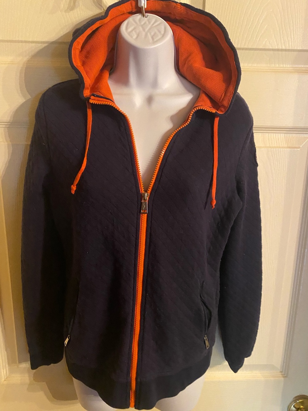 Women’s XS Ralph lauren Navy Zip-Up Hoodie with Orange Trim